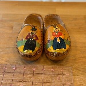 Hand-Painted Wooden Clogs with Folk Art Design - Made in Holland
